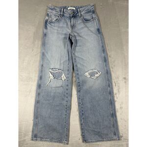 PACSUN Low Rise Baggy Medium Blue Wash Denim Jeans (23)